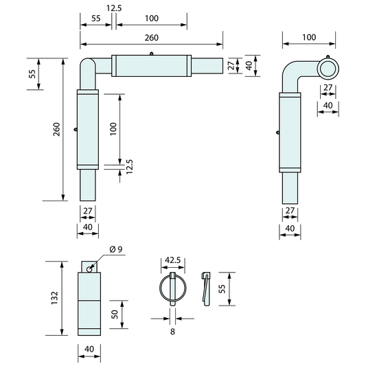 Tipper Truck Tailgate Swing Hinge 27mm