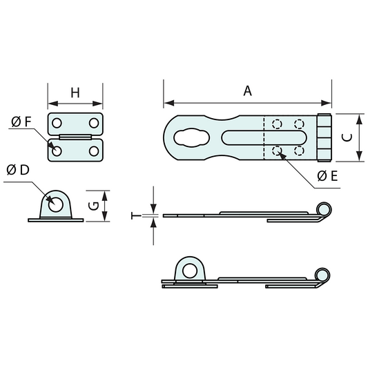 Hasp and Staple Stainless Steel 95mm