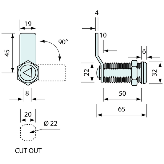 Tri Lock Cam Heavy Duty 8mm