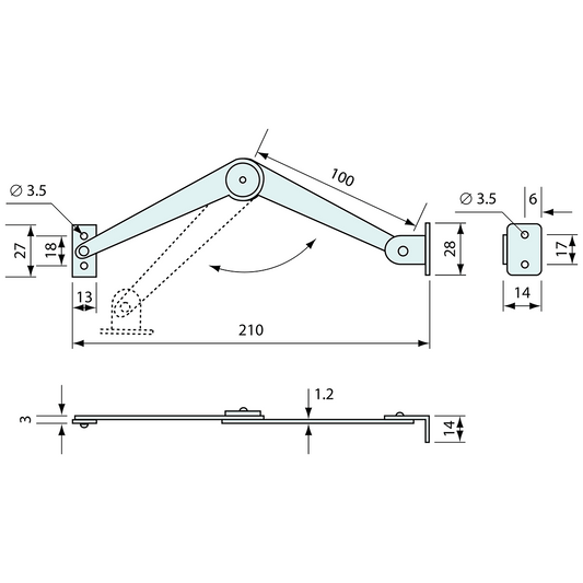 Cover Stay 200mm SS RH