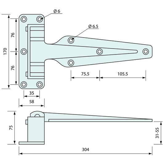 Cooler Hinge Non Rising White 304mm