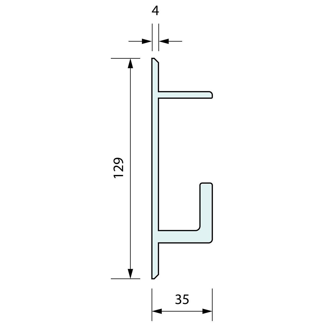 Cool Room Door Track 129 x 35mm 5.5m