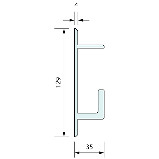 Cool Room Door Track 129 x 35mm 5.5m