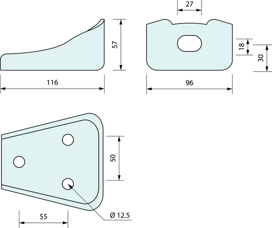 Chassis Bracket 4 Hole 115mm Zinc Plated