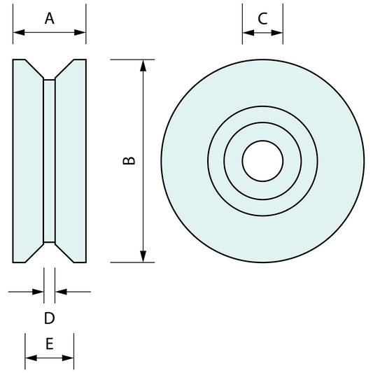 V Groove Steel Wheel 50mm dia 120kg