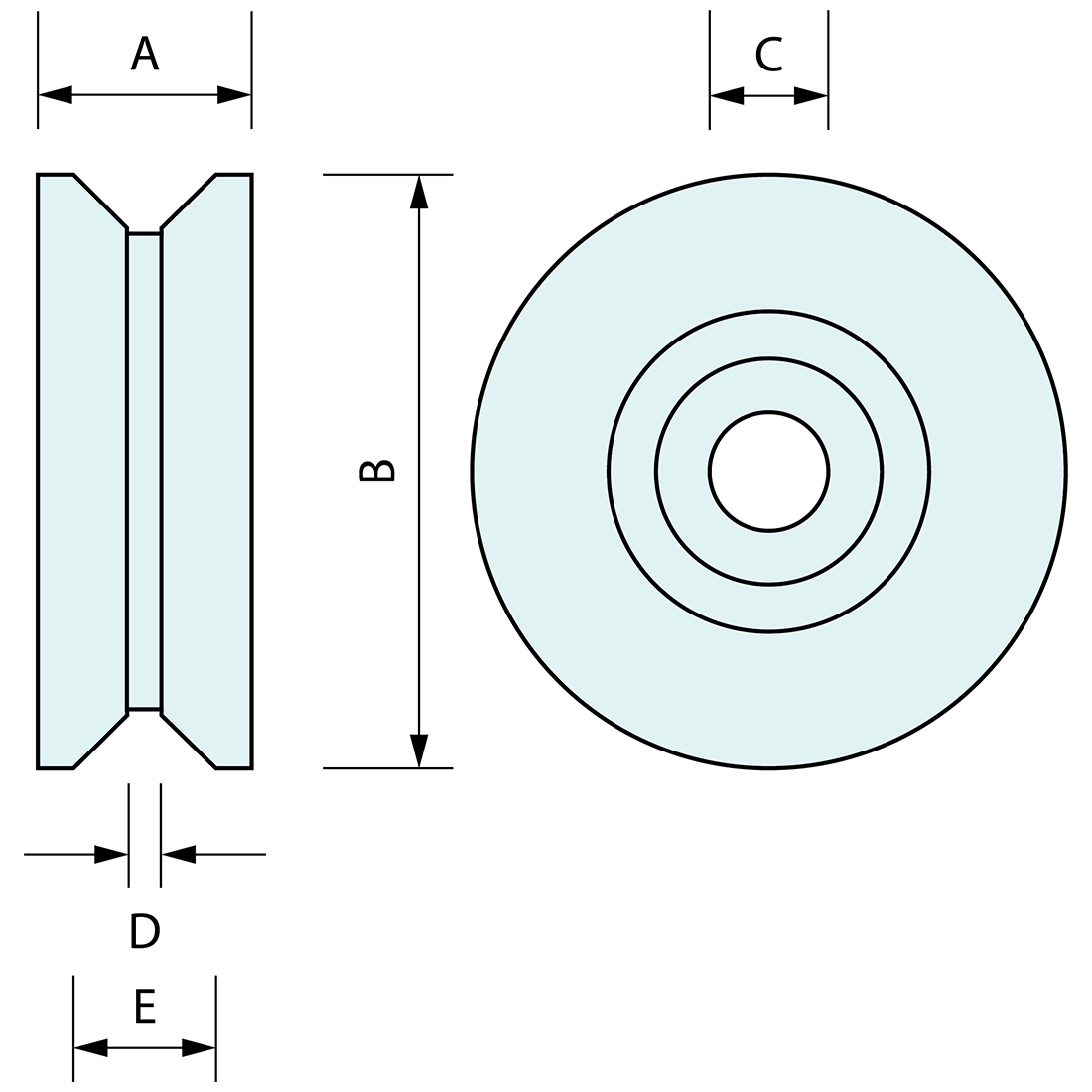 V Groove Steel Wheel 100mm dia 600kg