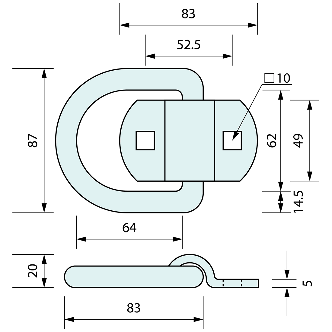 H/Duty Bolt On Rope Ring 50mm Forged