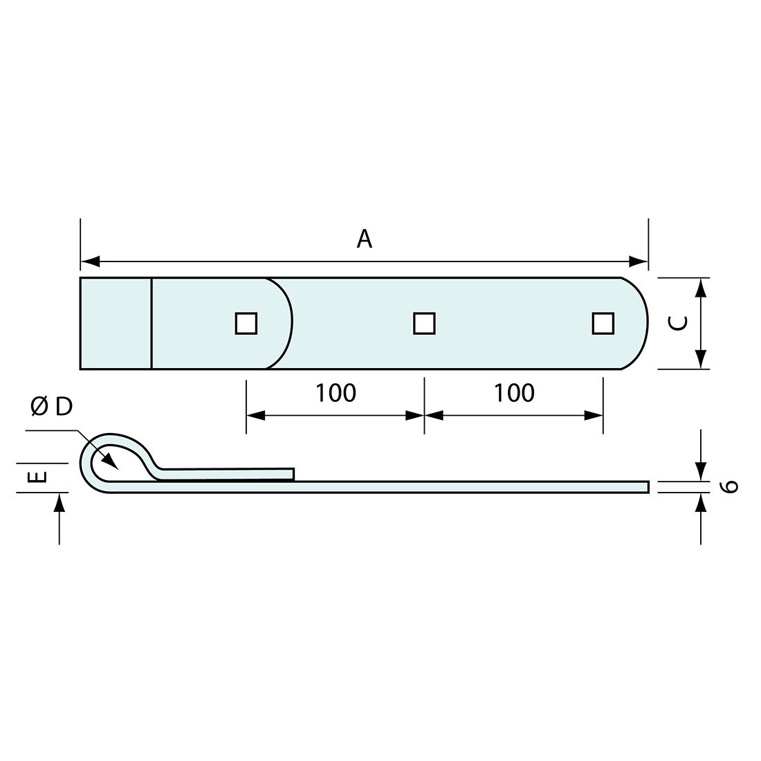 Unwelded Strap Heavy Duty Zinc Plated 20mm Pin 310mm
