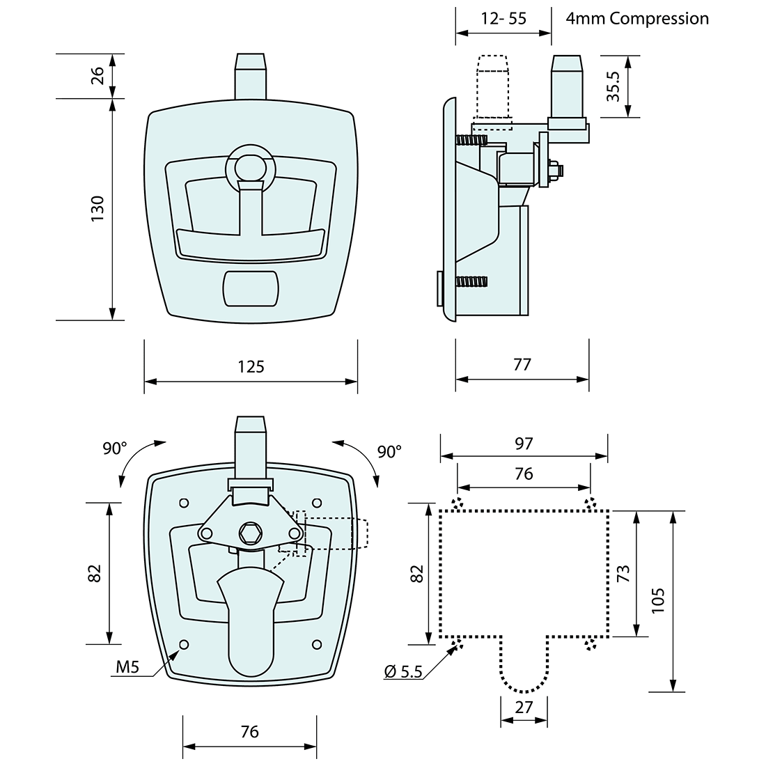 Drop T Compression Lock Black 3 Point