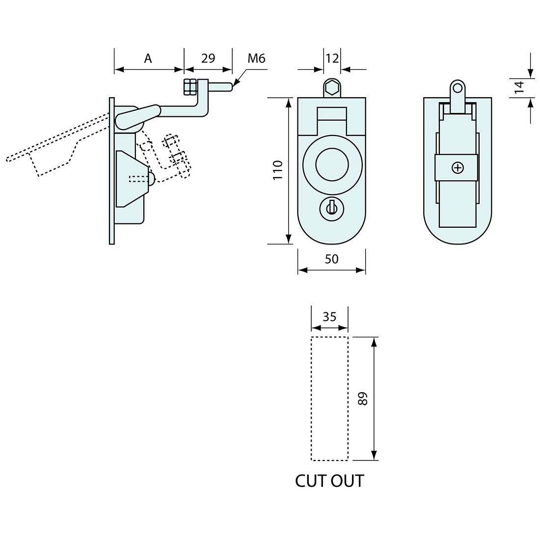 Lever Latch Key Locking Black 25mm - 50mm Grip Range