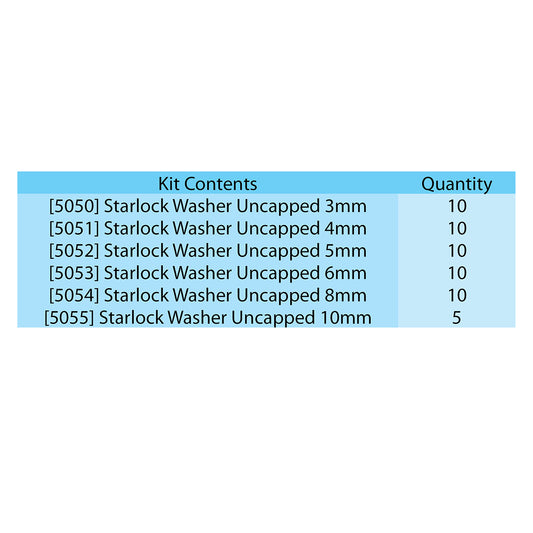 Starlock Washer Assorted Kit Stainless Steel 3mm to 10mm