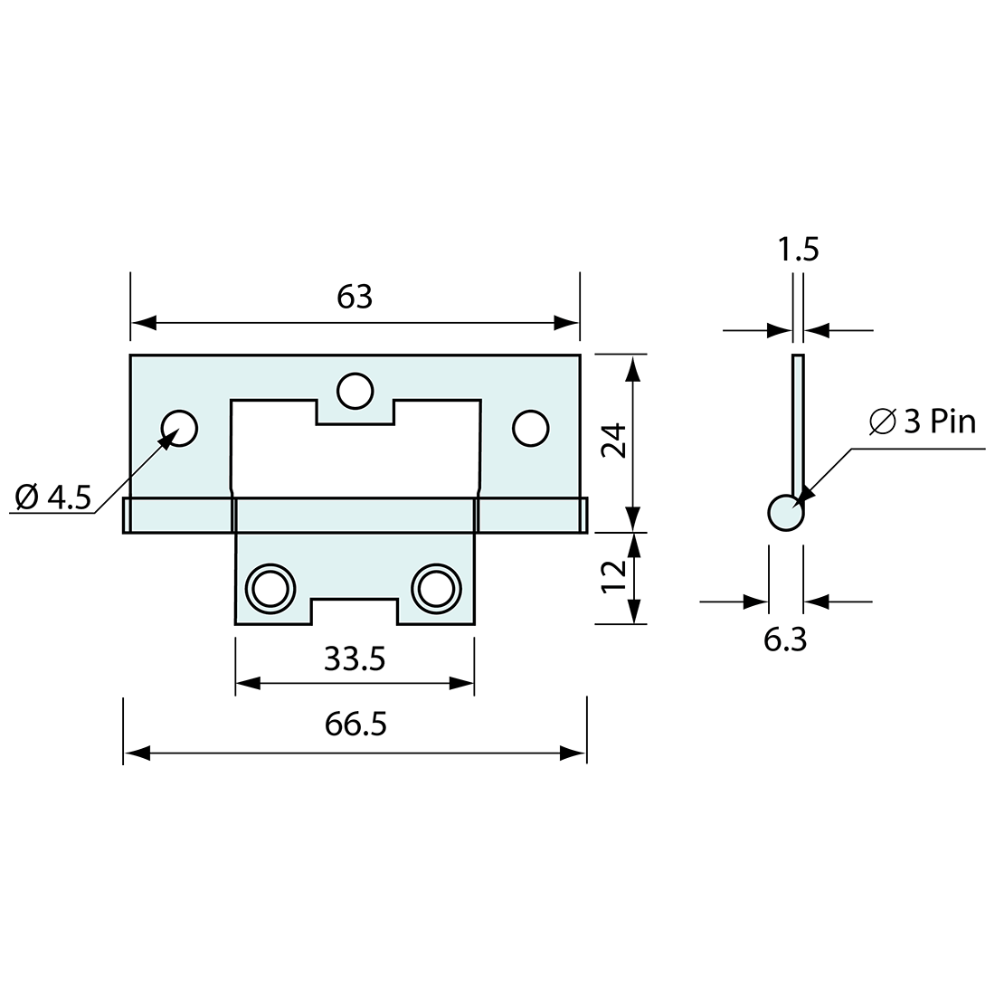 Fast Fix Hinge Medium Zinc Plated 65mm