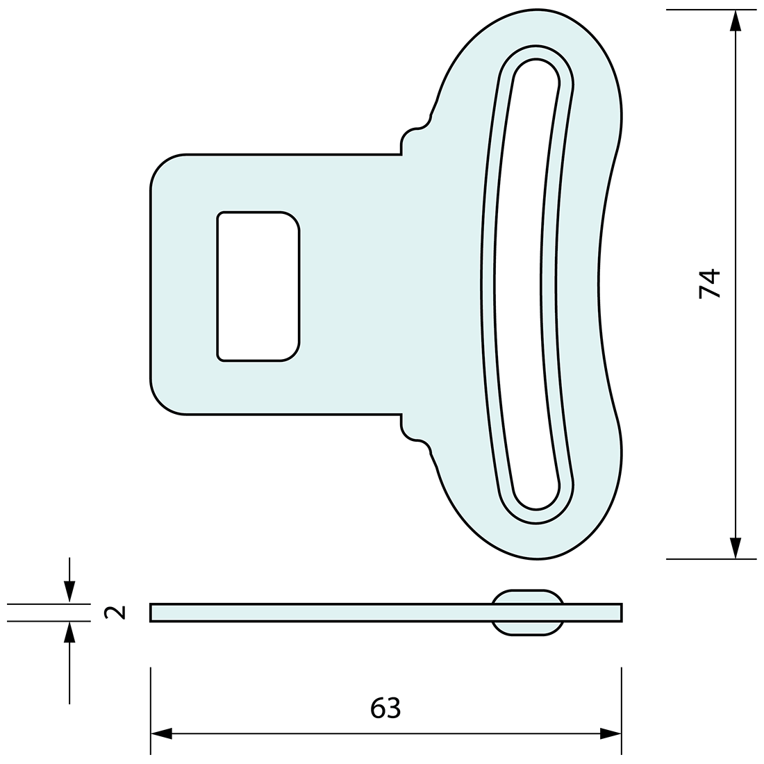 Seat Buckle Paddle Strike Clip 73mm