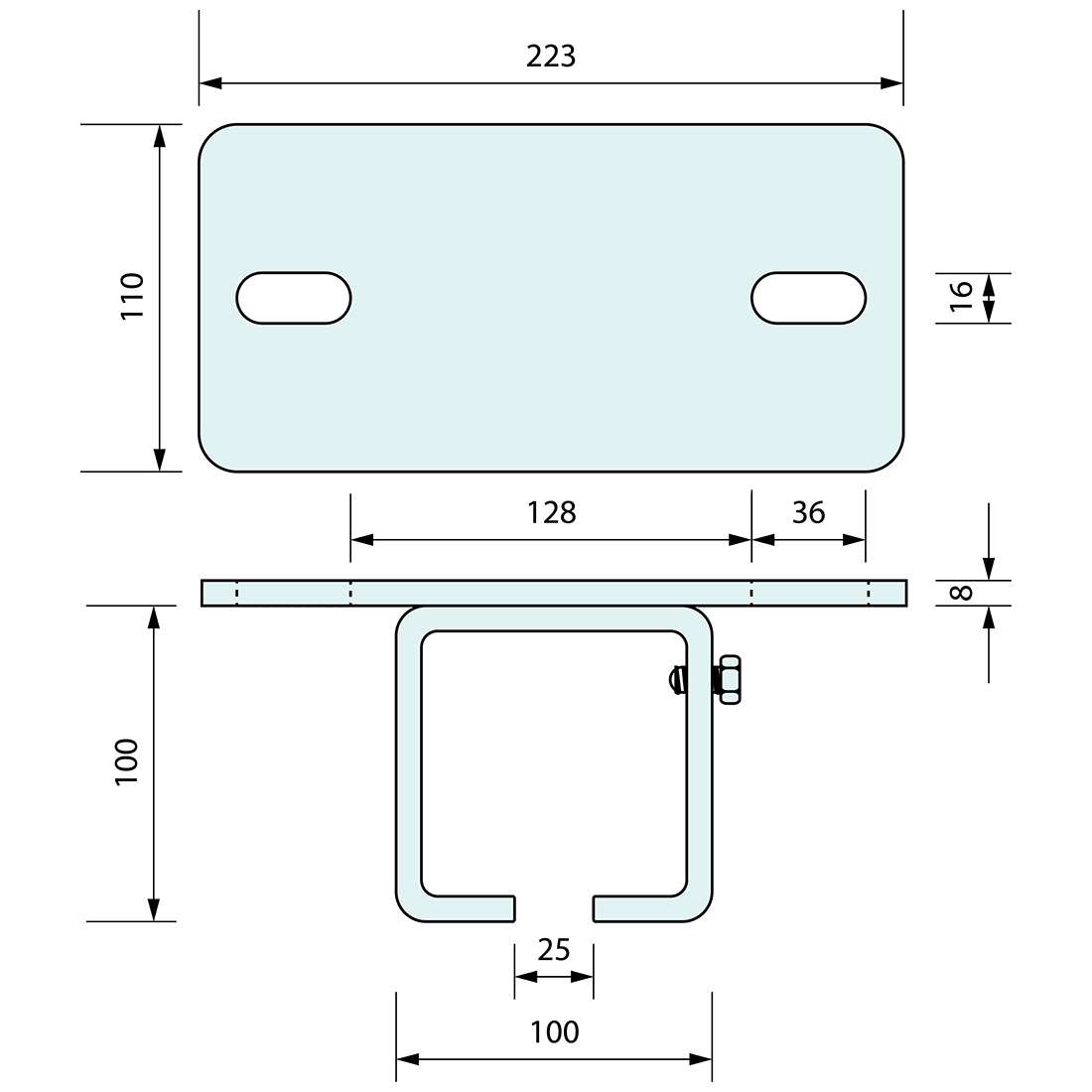Horizontal Bracket Galvanised 2000kg Load