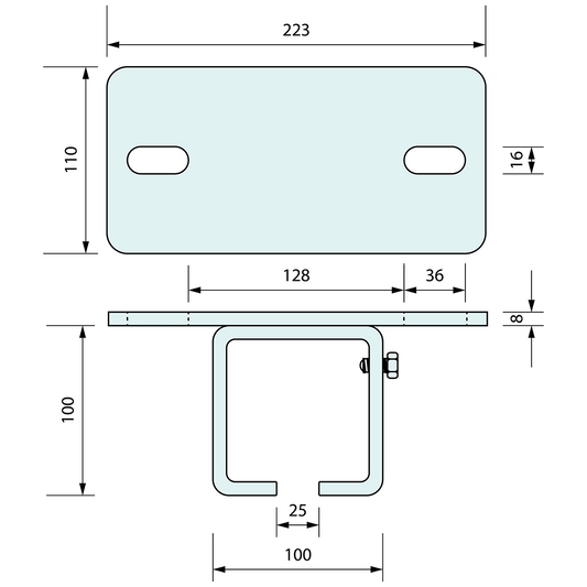 Horizontal Bracket Galvanised 2000kg Load