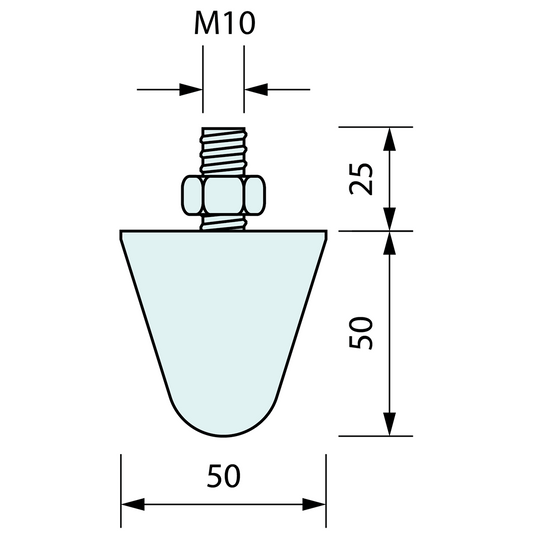 Cone Buffer Rubber and Mild Steel 50mm M10