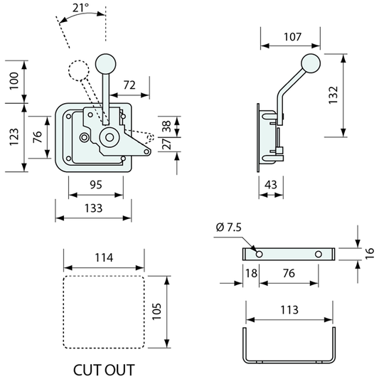 Paddle Latch and Safety Release Right Handed Zinc 133mm
