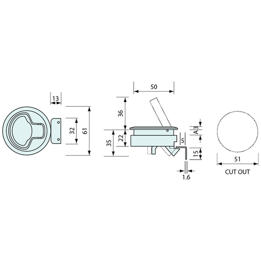 Slam Latch Round Chrome 60mm