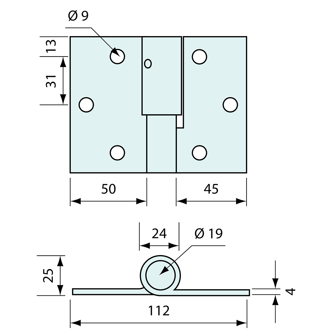 Gate Hinge Zinc Plated Right Hand Heavy Duty Double Flap 90mm