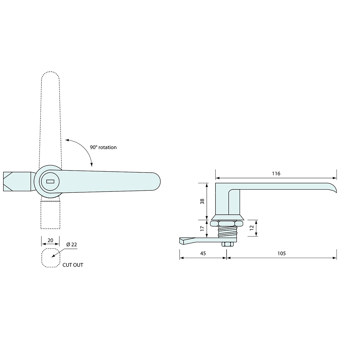 Large 316 SS Lever Cam Lock 120mm