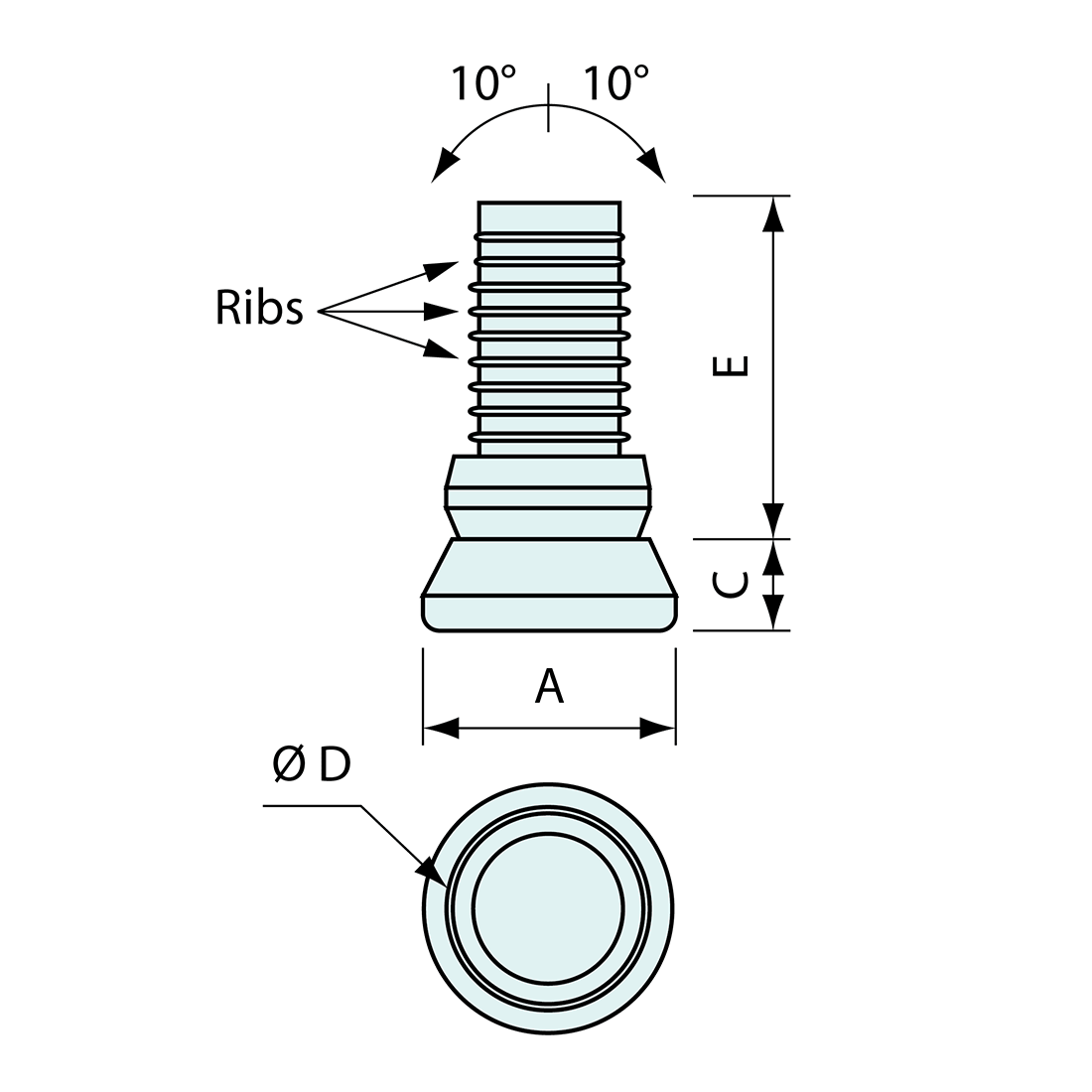 Toggle Swivel Foot Black 25mm