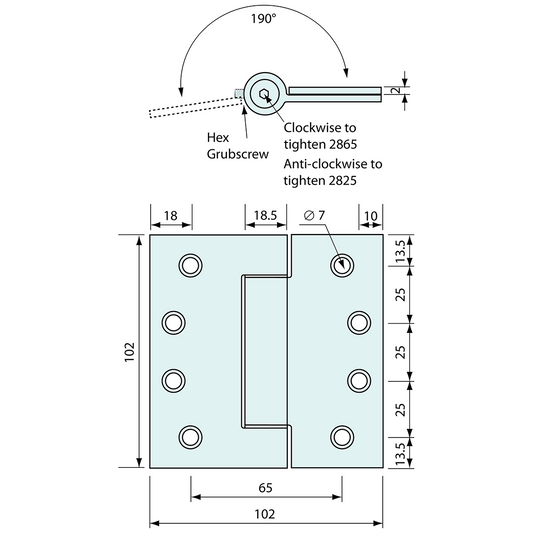 Butt Spring Hinge Stainless Steel 100mm