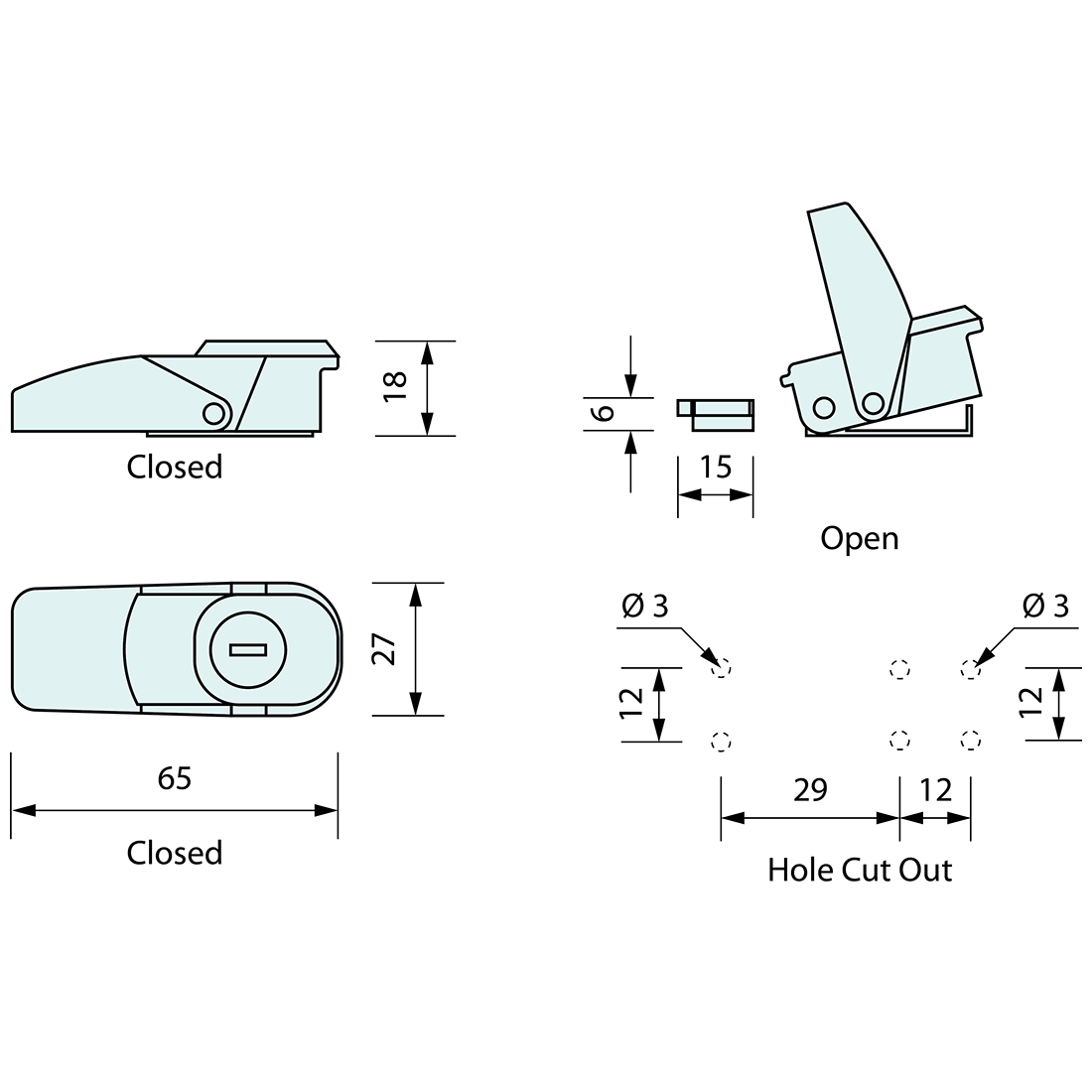 Clasp Latch Chrome Keyed 65mm