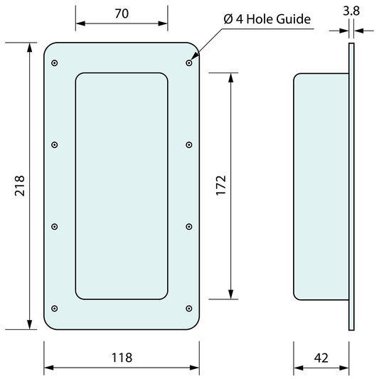 Recessed Black Flush Grab Handle 220mm x 120mm