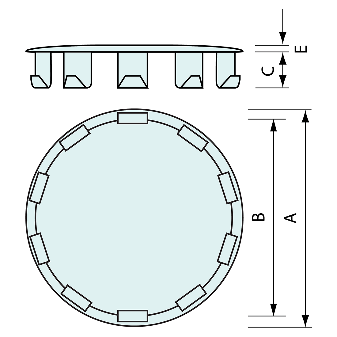 Round Spring Plug Round Tube Metal Nickel Plated 25.4mm