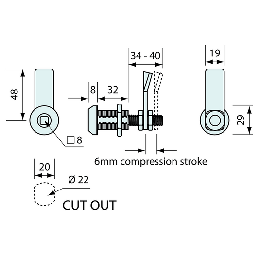 Compression Latch 7mm Plug Chrome 48mm