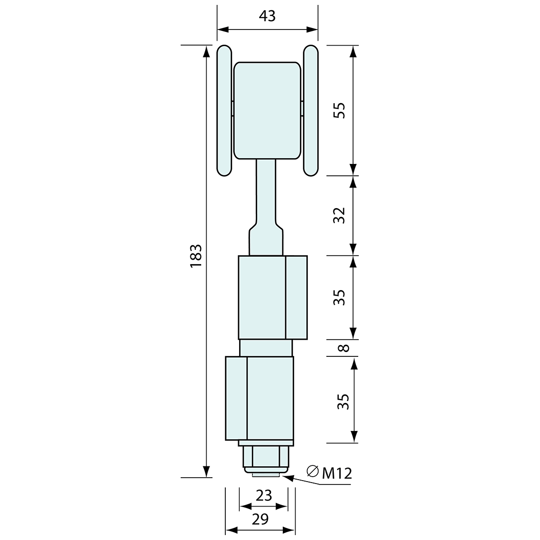 2 Wheel Bifold Door Weld On Sliding Hanger Zinc 75kg