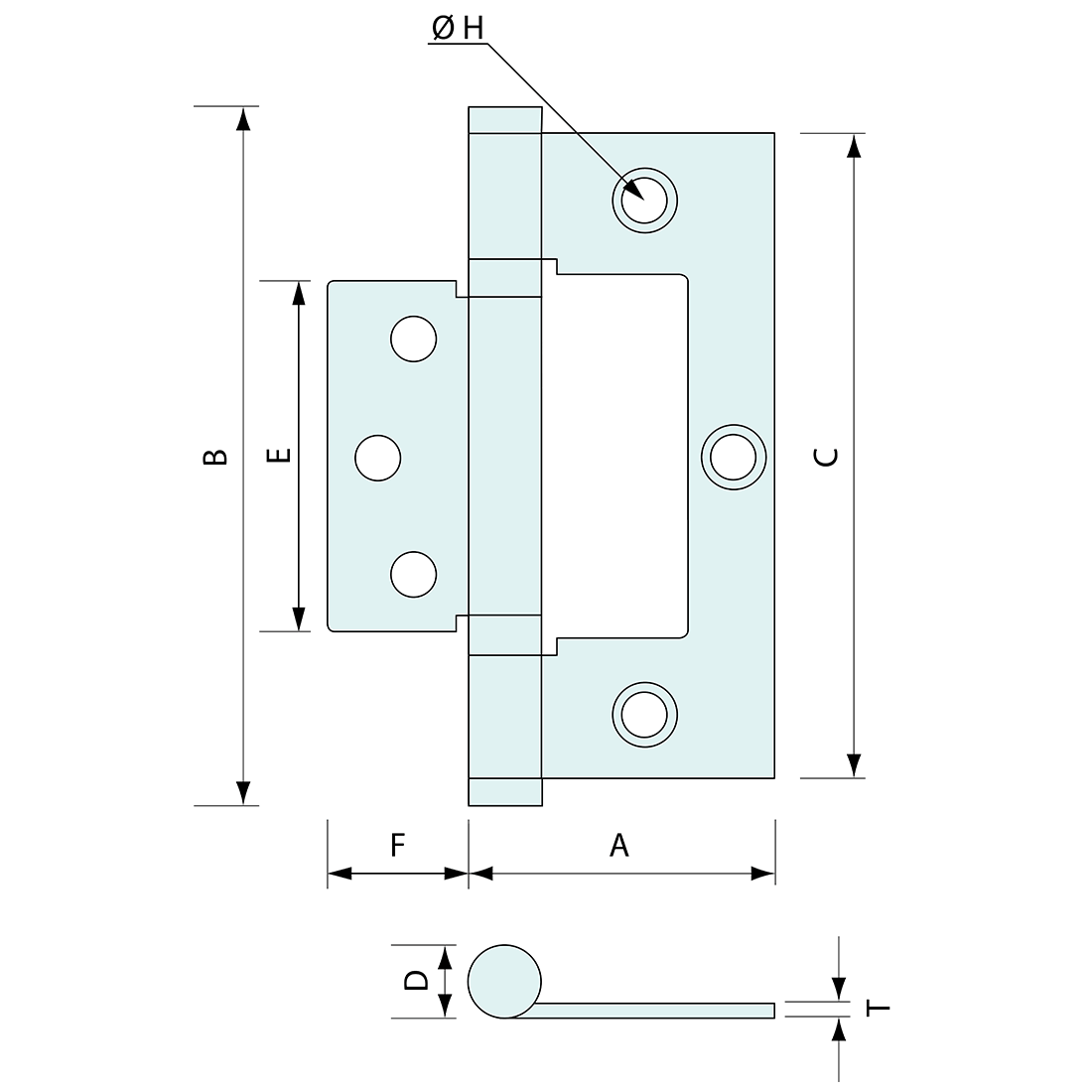 Fast Fix Hinge Large 304 Stainless Steel 105x47mm