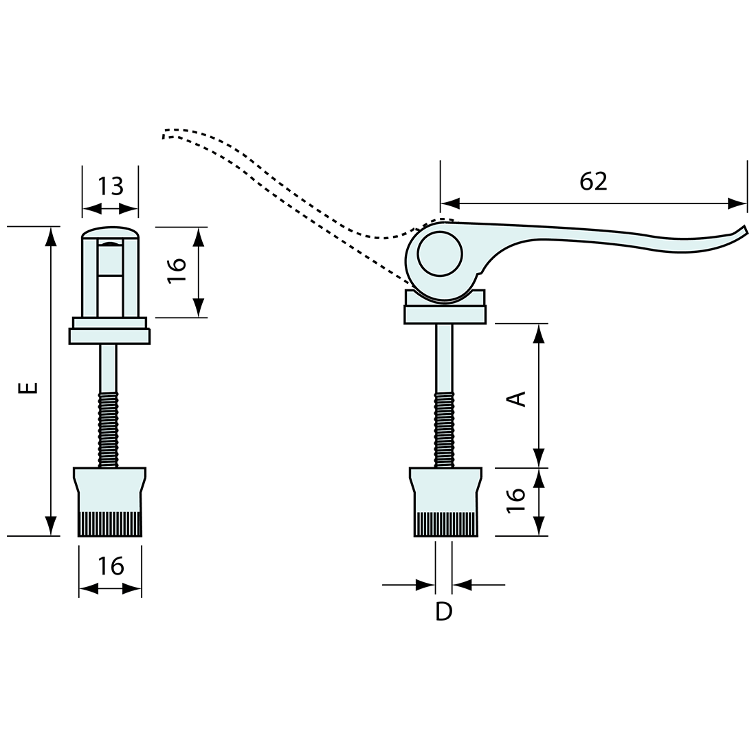 Cam Clamp Stainless Steel Thread M8 67mm