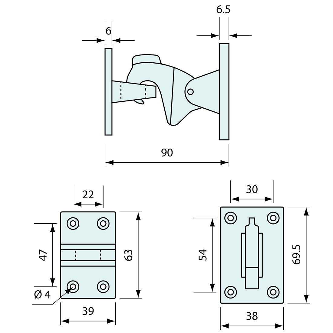 Automatic Door Hold Back Chrome 87mm