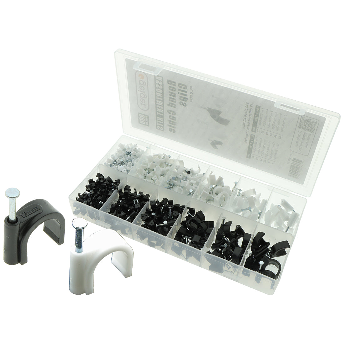 Round Cable Clips Assorted 390 pce Kit