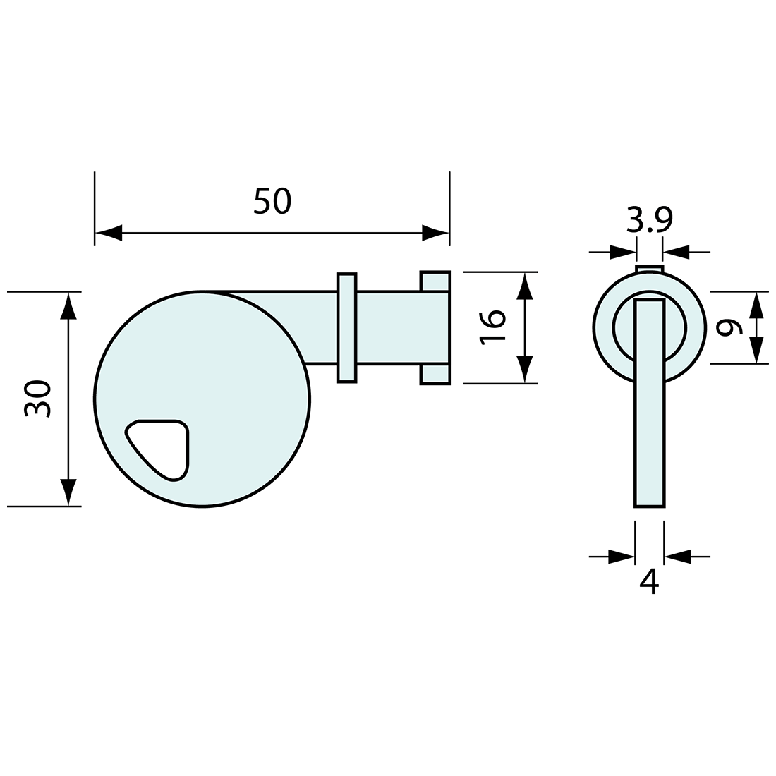 Cam Lock Key Stainless Steel 50mm