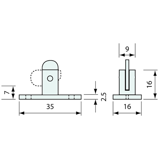 Eyelet Fastener Vertical Clip 8mm Pin 316 SS