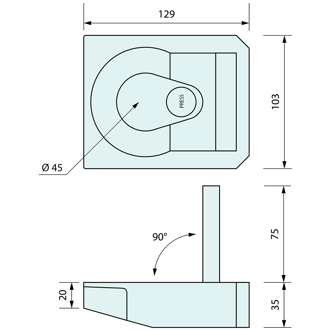 Recessed Rope Ring 6 Ton 104mm x 130mm