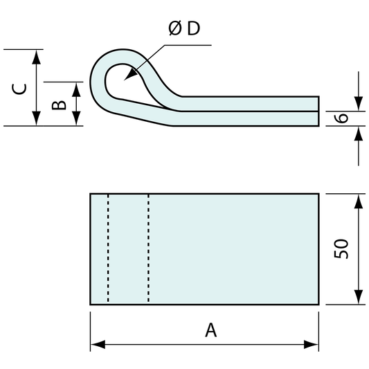 Aluminium Strap Hinge for 20mm Pin 50x110mm