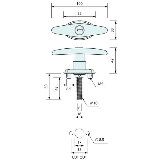 Canopy Window Handle ACW 100mm
