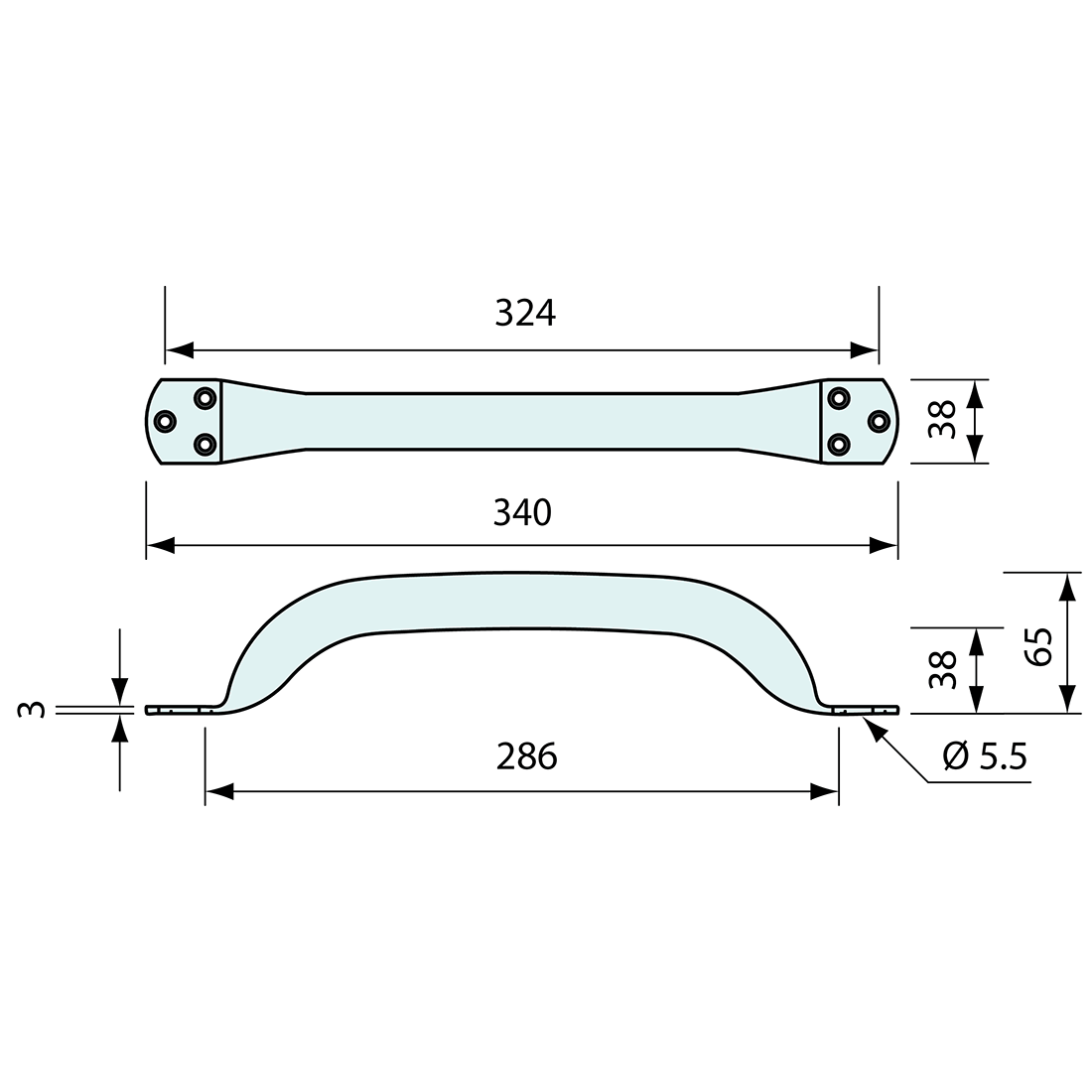 Grab Rail Stainless Steel 300mm