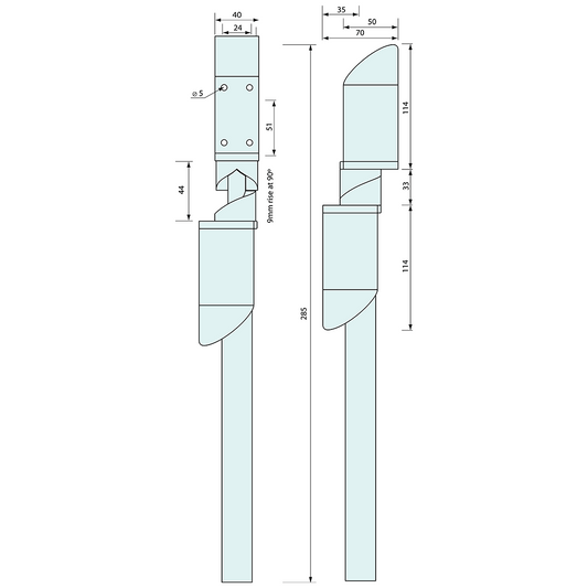 Two Way Rising Spring Hinge Black 285mm