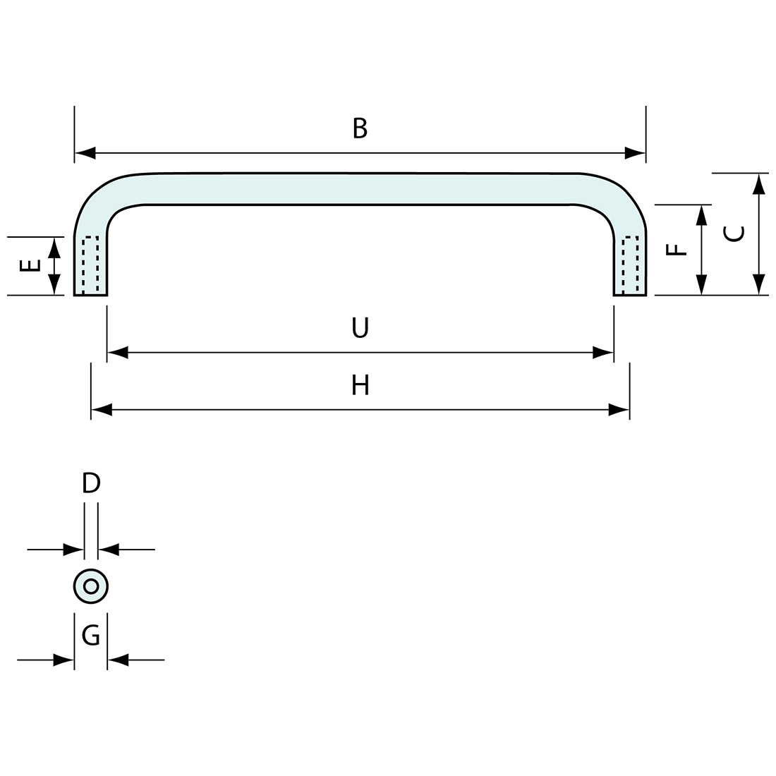 Round Shape Bar Handle Stainless Steel 362mm M5 Thread