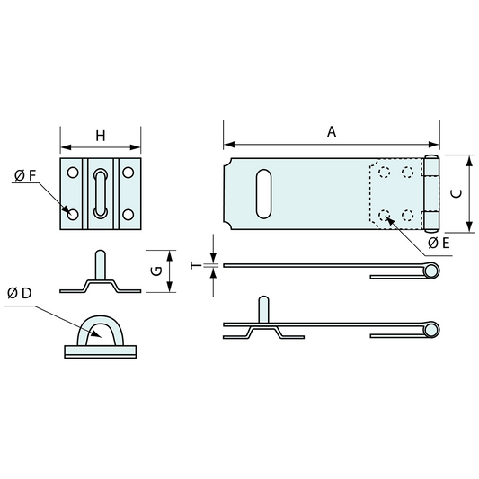 Hasp and Staple Zinc 115mm