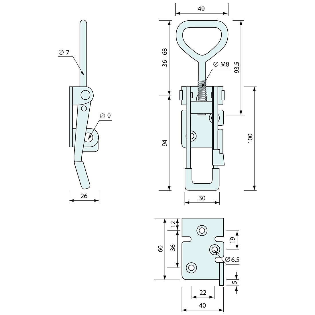 Hold Down Latch Large Safety Catch Zinc Plated 155mm