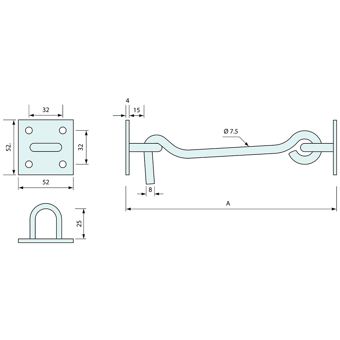 Heavy Duty Hook Set 192mm Galvanized