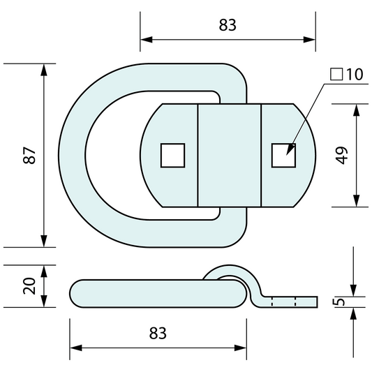 H/Duty Bolt On Rope Ring 50mm Forged