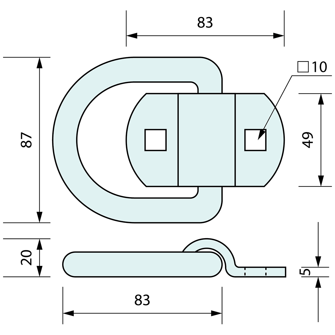H/Duty Bolt On Rope Ring 50mm Forged