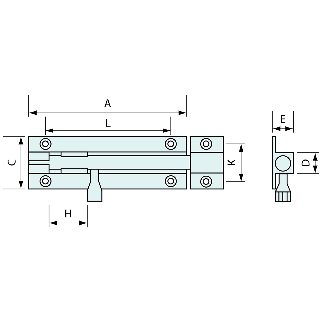Barrel Bolt Chrome 64mm