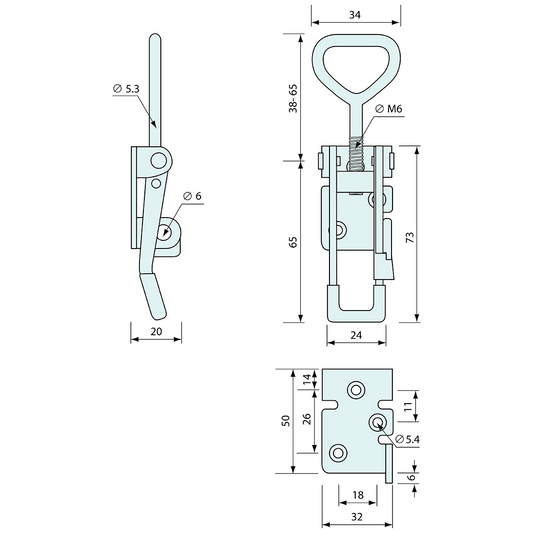 Hold Down Latch Medium Padlockable Zinc Plated with Safety Catch 110mm